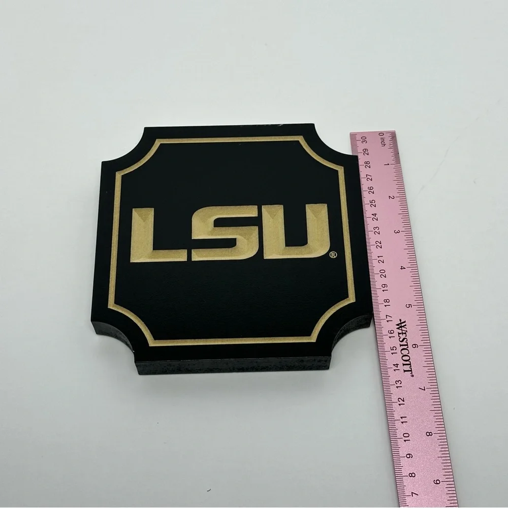 LSU Black and Gold Wood Carved Plaque New Collectors Home Decor